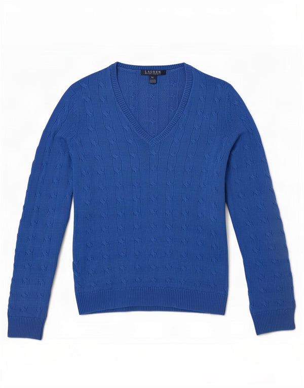 Ralph Lauren Dame V-hals sweater UK 6 XS Blå Bomuld
