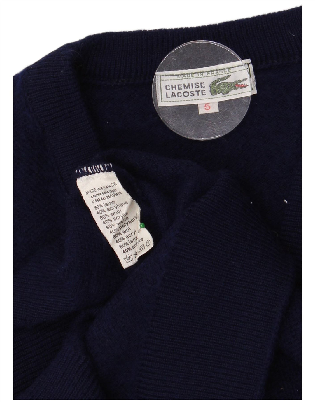 LACOSTE Herrevest Tank Top Str. 5 Large Marineblå Uld