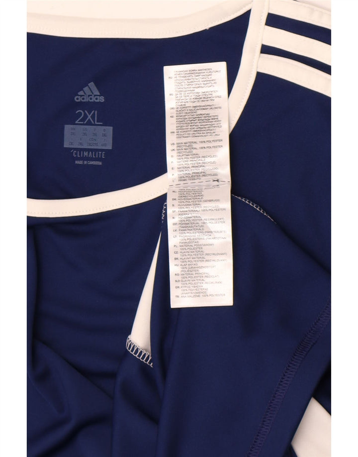 Adidas Herre Climalite T-Shirt Top 2XL Marineblå Colourblock Polyester