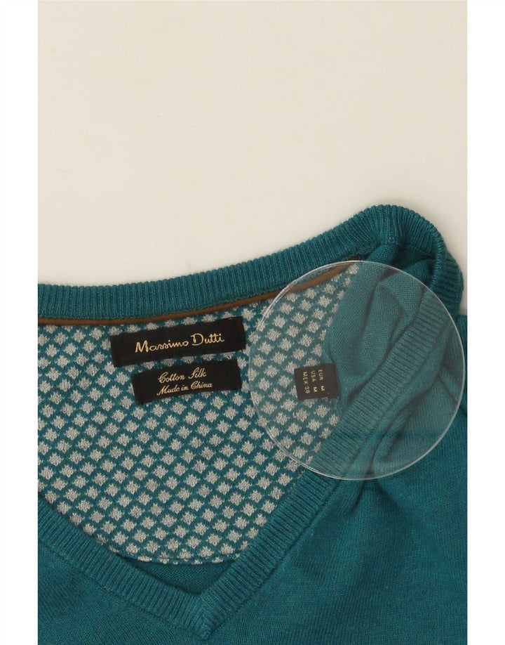Massimo Dutti Herre V-hals sweater Medium Blå Bomuld
