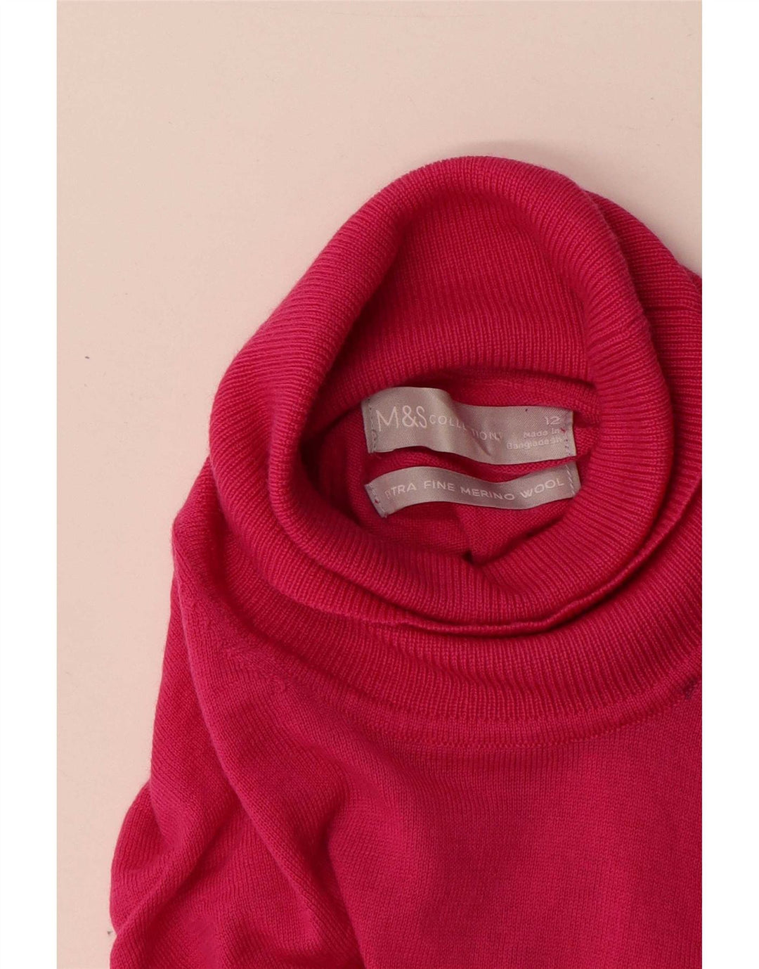 Marks & Spencer Dame Rullehals sweater UK 12 Medium Pink
