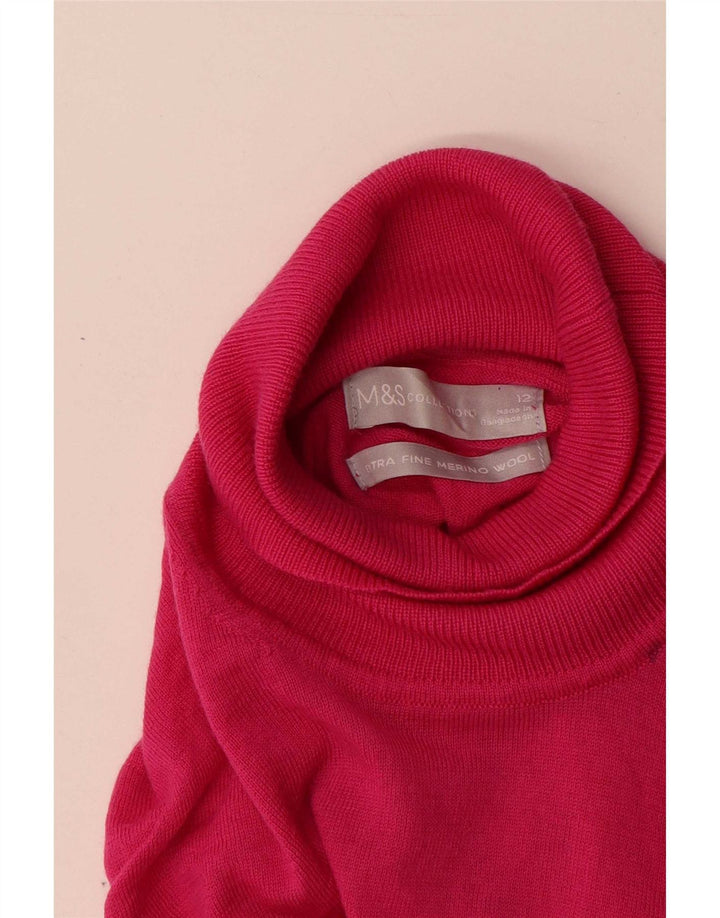 Marks & Spencer Dame Rullehals sweater UK 12 Medium Pink