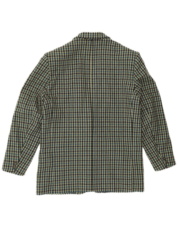 MONTEZEMOLO Herre 2-knaps blazerjakke UK 40 Stor grøn ternet uld