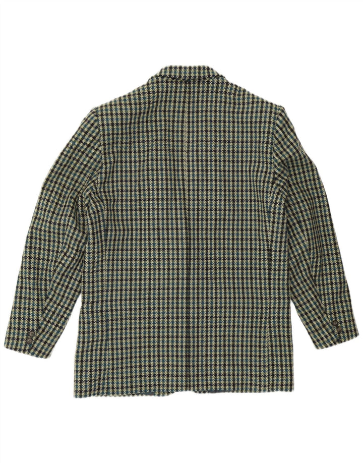 MONTEZEMOLO Herre 2-knaps blazerjakke UK 40 Stor grøn ternet uld