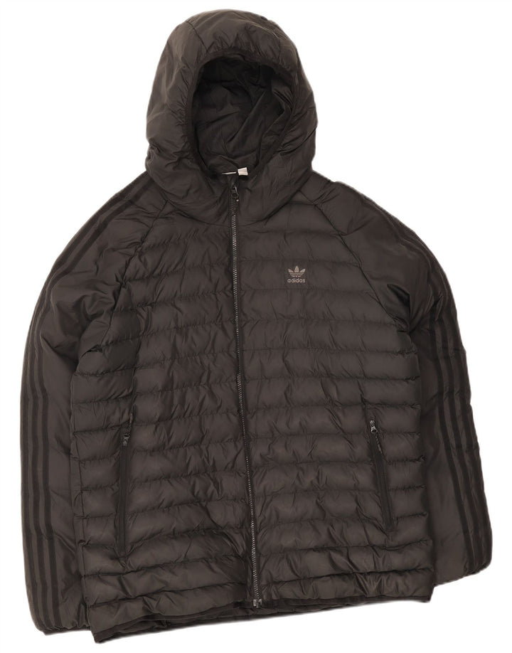 Adidas Herre hættepolstret jakke UK 40 Stor sort polyester