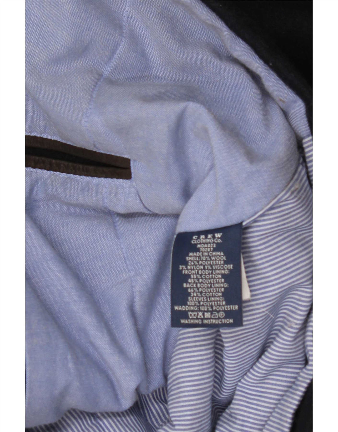 Crew Clothing Herre Ærtefrakke UK 40 Large Navy Blue Wool