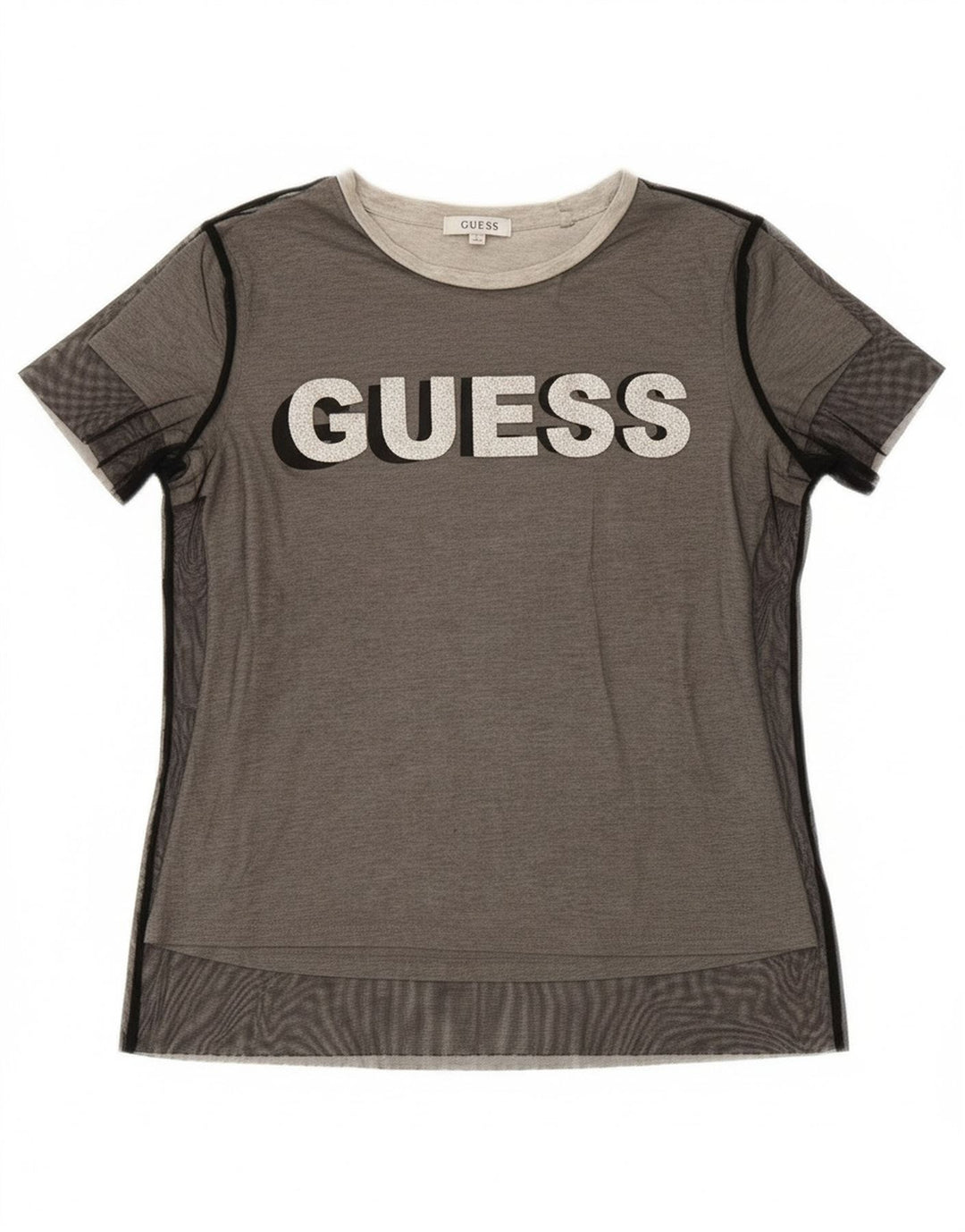 GUESS Womens Graphic T-Shirt Top UK 6 XS Grey Polyester
