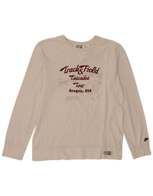 Nike grafisk sweatshirt til mænd UK 45/47 XL Hvid bomuld