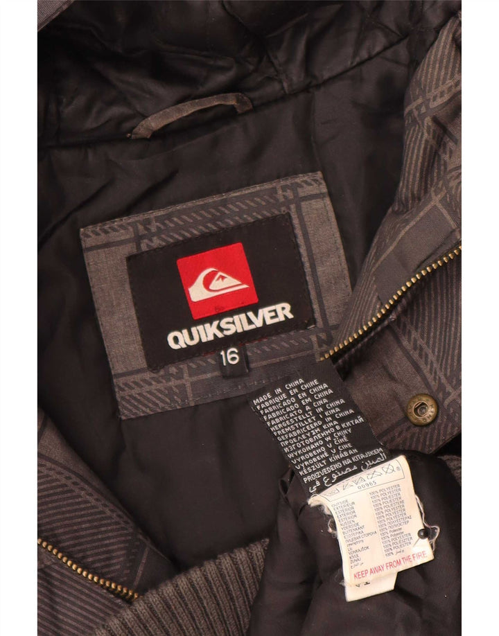 Quiksilver Bomberjakke med hætte til drenge 15-16 år, grå ternet polyester