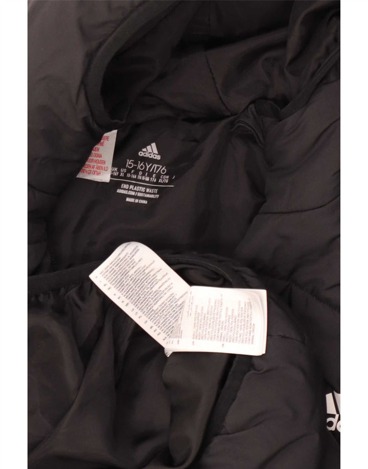 Adidas drenge hættepolstret jakke 15-16 år sort polyester