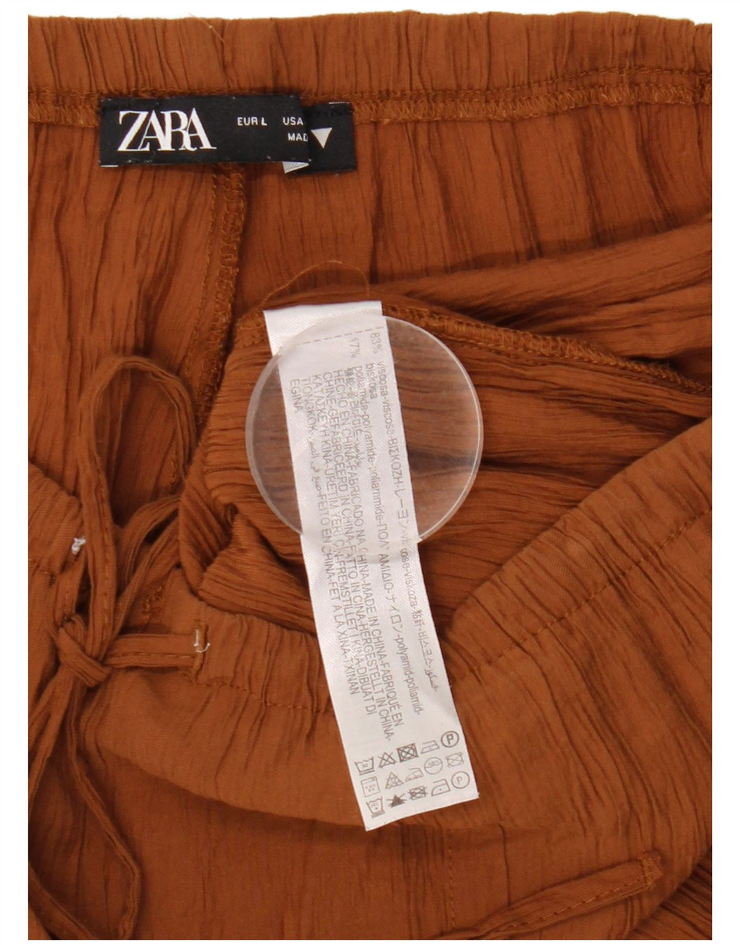 ZARA Chinobukser med brede ben til kvinder store W32 L31 brun polyester