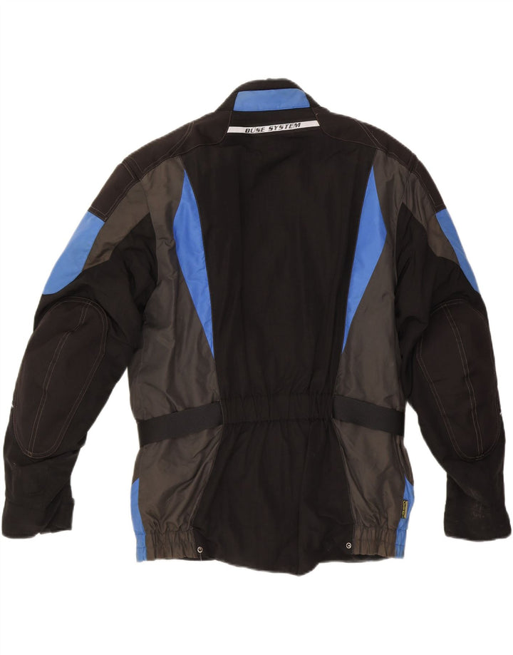 BUSE Mens Moto Racer Bomber Jacket UK 40 Large Black Colourblock Polyester
