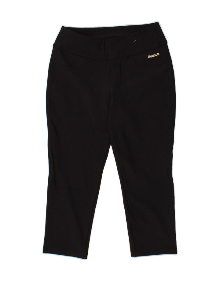 REEBOK Womens Capri Tracksuit Trousers UK 10 Small  Black Polyamide Vintage Reebok and Second-Hand Reebok from Messina Hembry 