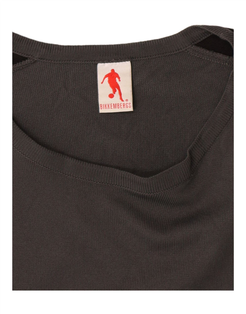 BIKKEMBERGS Womens Boat Neck Jumper Sweater UK 14 Medium Grey Colourblock Vintage Bikkembergs and Second-Hand Bikkembergs from Messina Hembry 