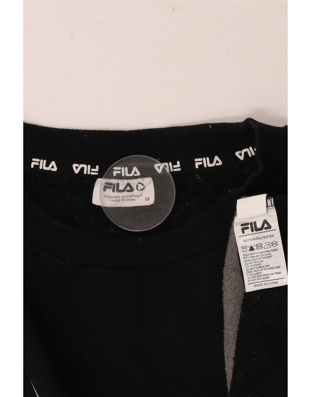 Fila Herre grafisk sweatshirt Jumper Medium Sort Colourblock Bomuld
