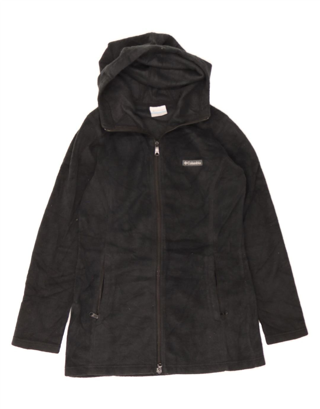 COLUMBIA Womens Hooded Fleece Jacket UK 10 Small Black Polyester Vintage Columbia and Second-Hand Columbia from Messina Hembry 