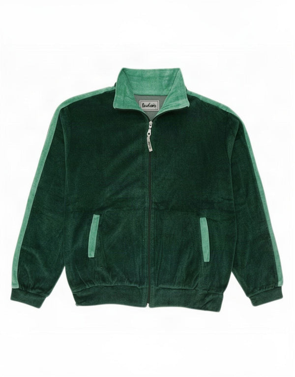 Vintage Womens Oversized Tracksuit Top Jacket UK 16 Large Green Colourblock
