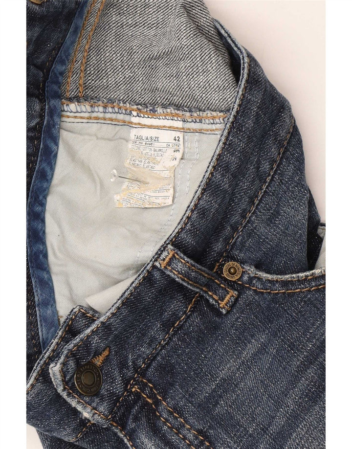 Benetton Dame Denim Nederdel IT 42 Medium W30 Blå Bomuld