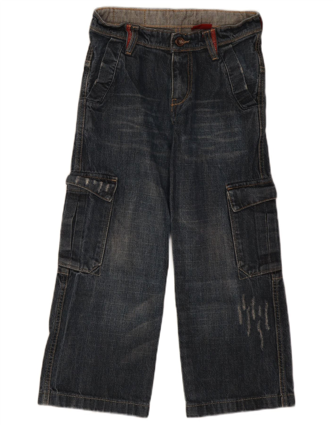 Levi's Boys Distressed Cargo Jeans med brede ben 9-10 år W24 L20 Blå