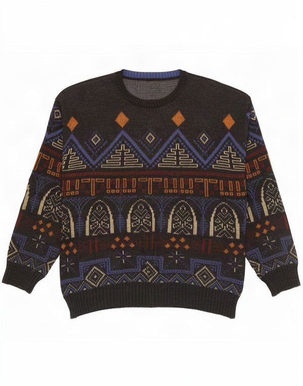 Vintage Mens Crew Neck Jumper Sweater IT 54 XL Multicoloured Geometric