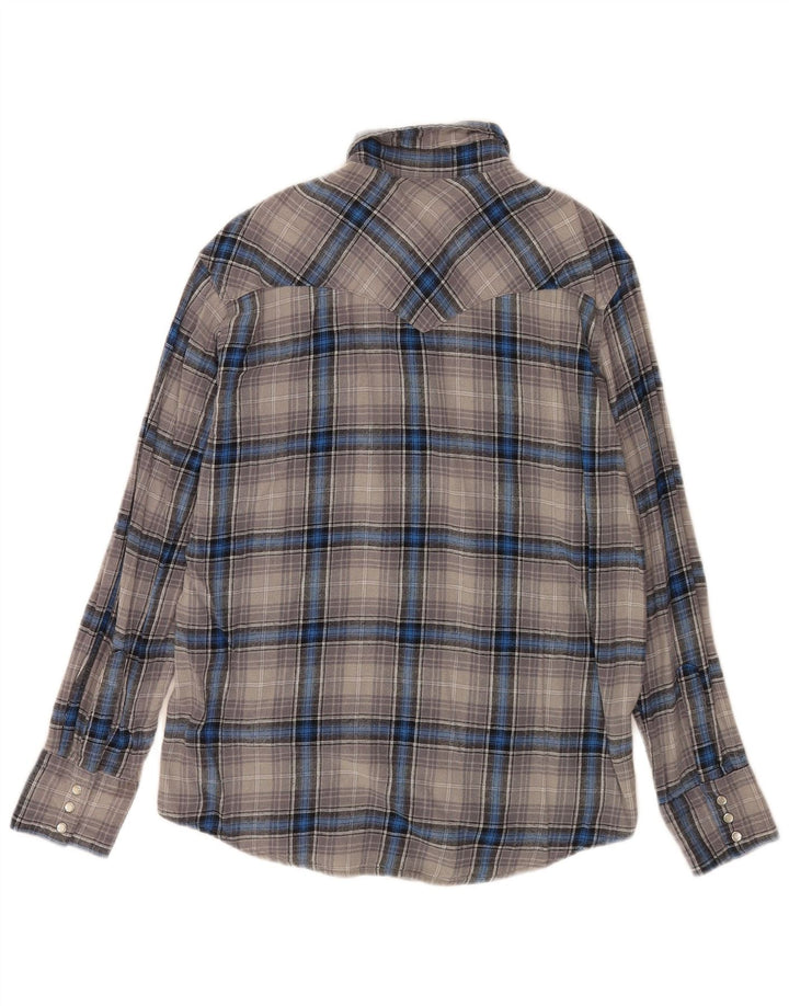 Wrangler herre flannelskjorte stor grå ternet bomuld