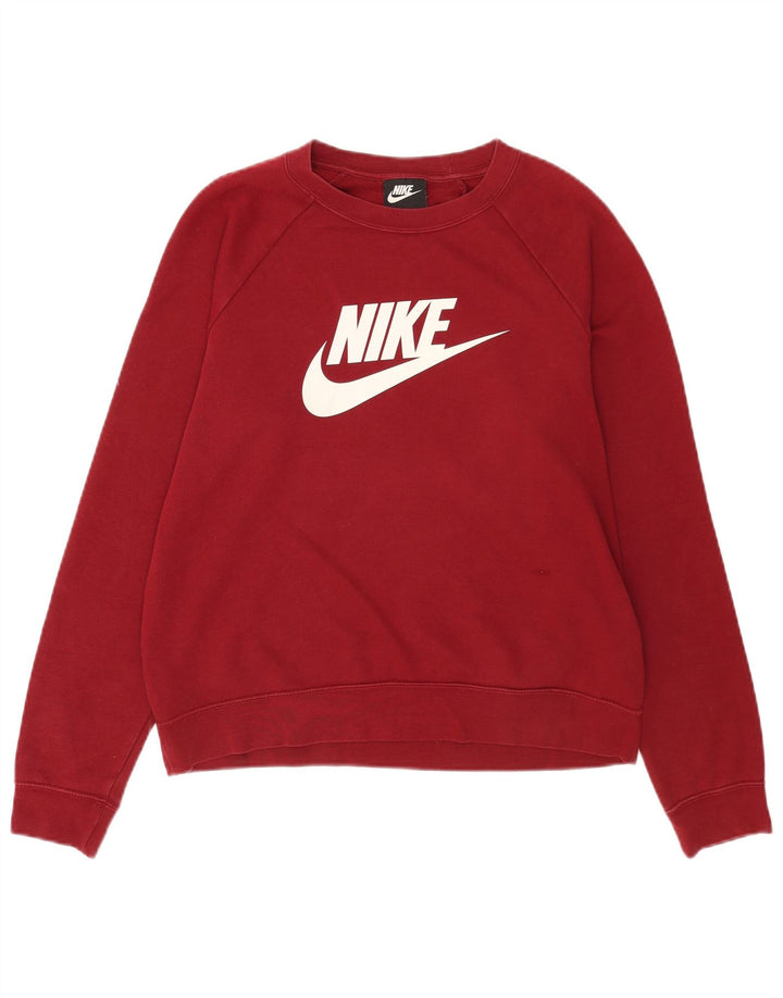 Nike Dame Grafisk Sweatshirt Jumper UK 14 Medium Bourgogne bomuld