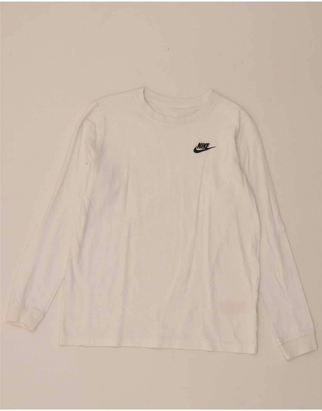 NIKE Boys Top Long Sleeve 13-14 Years XL White Cotton Vintage Nike and Second-Hand Nike from Messina Hembry 