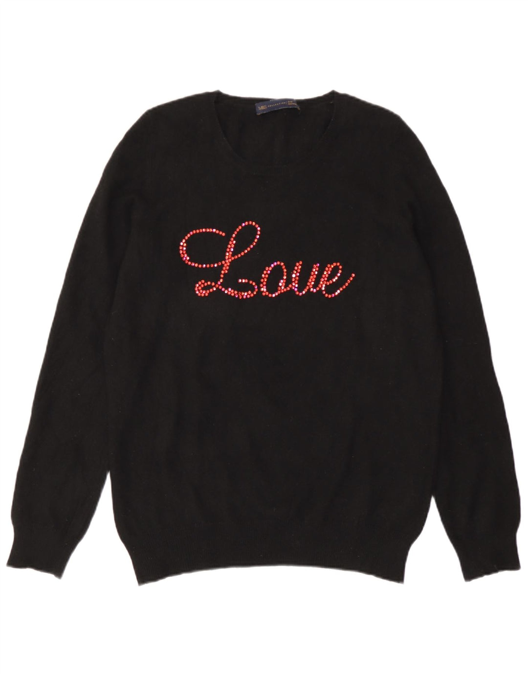 Marks & Spencer Dame grafisk rund hals sweater UK 14 Large Black