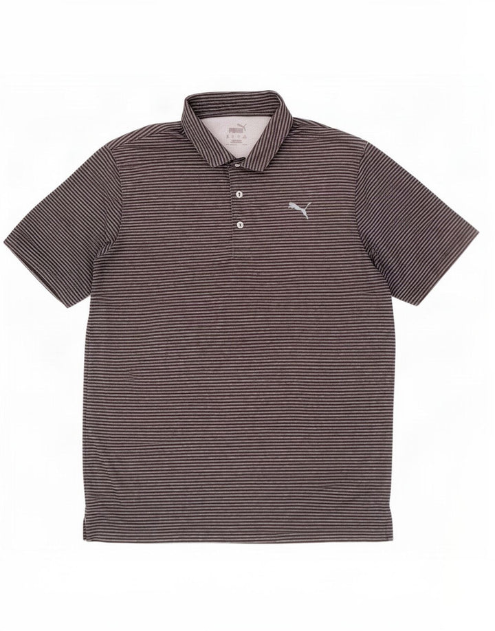 Puma Polo Shirt til mænd, stor grå nålestribet polyester