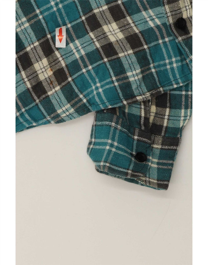 Vintage Mens Flannel Shirt Small Blue Check Cotton