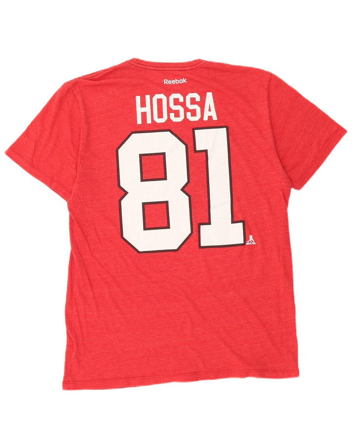 Reebok Herre Chicago Blackhawks Grafisk T-Shirt Top Stor Rød Polyester