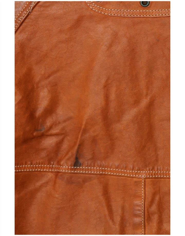 POLLINI Mens Leather Jacket UK 42 XL Brown