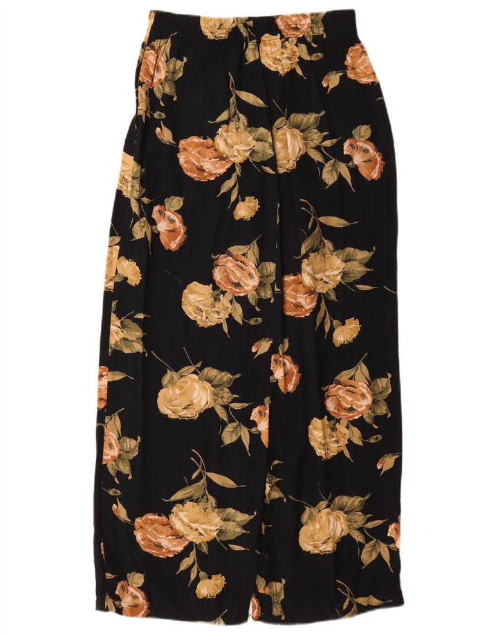 STEFANEL Dame Højtalje Maxi Nederdel Medium W28 Sort Floral Rayon