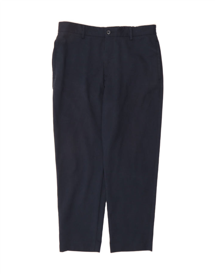 ZARA Womens Straight Chino Trousers Large W32 L27 Navy Blue Polyester Vintage Zara and Second-Hand Zara from Messina Hembry 