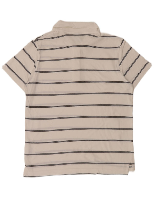 Adidas Polo skjorte til mænd UK 40/42 Medium hvid stribet bomuld