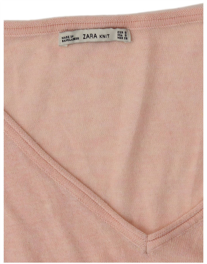 Zara Dame V-hals sweater UK 10 Small Pink