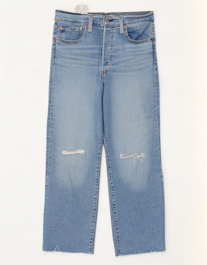 Levi's Dame Distressed Straight Jeans W30 L27 Blå Bomuld
