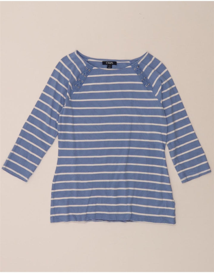 CHAPS Womens Top 3/4 Sleeve UK 12 Medium Blue Striped Cotton Vintage Chaps and Second-Hand Chaps from Messina Hembry 