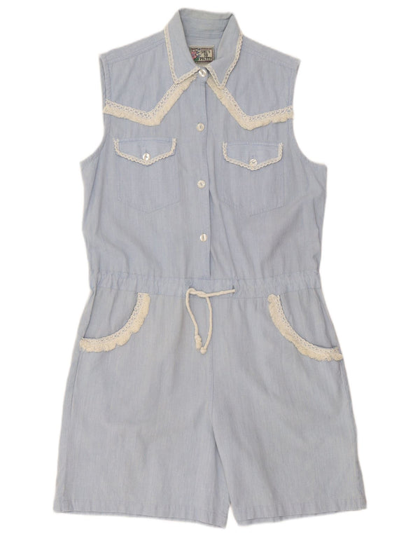 Vintage Dame Ærmeløs Playsuit UK 16 Large Blue