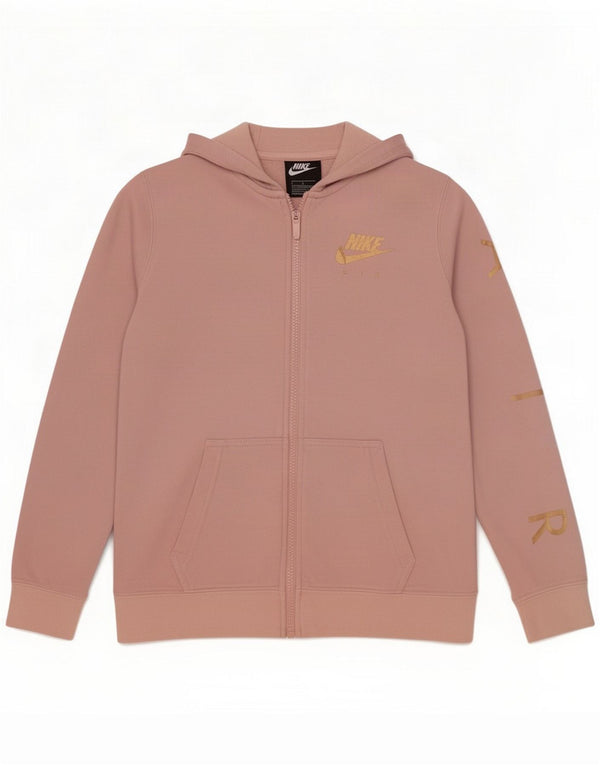 Nike Girls Graphic Zip Hoodie Sweater 12-13 Years Large Pink