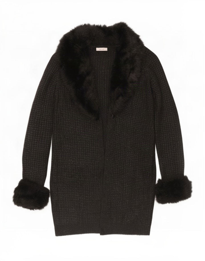 Marks & Spencer Womens Per Una Longline Cardigan Sweater UK 14 Medium Black