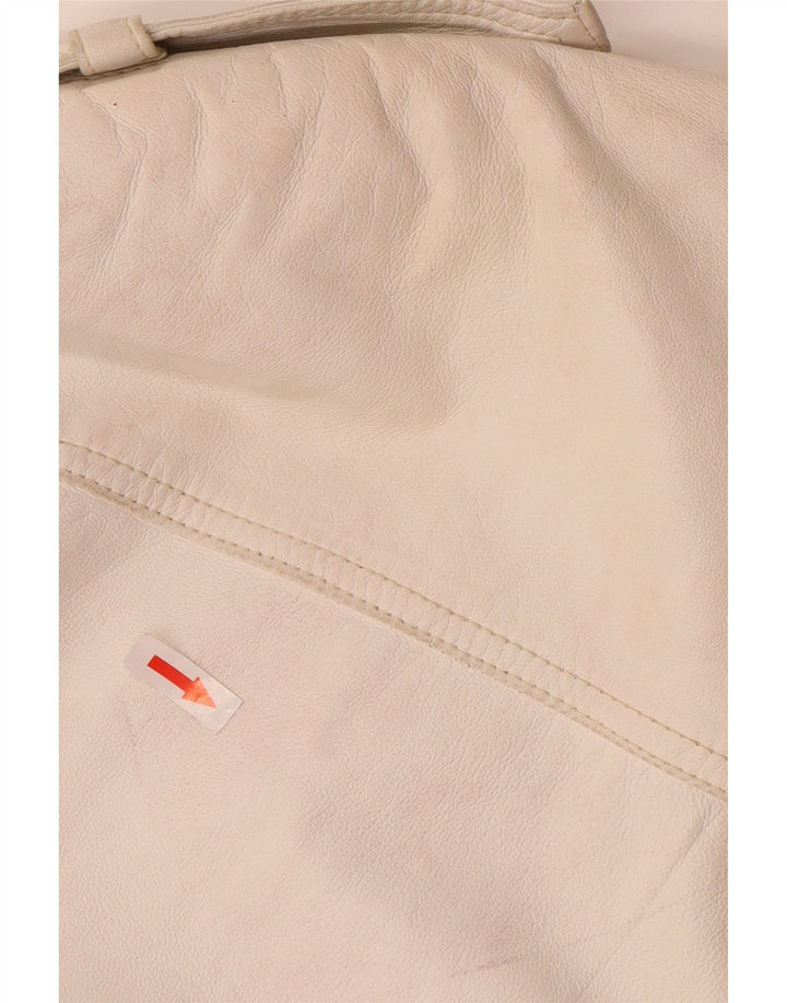 Vintage kvinders militærlæderjakke UK 14 Medium hvidt læder