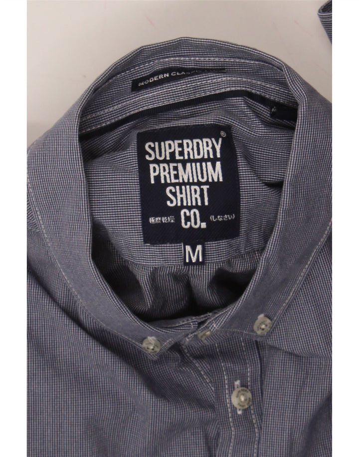 SUPERDRY Mens Modern Classic Fit Shirt Medium Blue Gingham Cotton Vintage Superdry and Second-Hand Superdry from Messina Hembry 