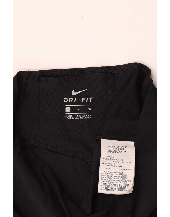 Nike Dame Dri Fit Grafiske Leggings UK 10 Small Black Polyester