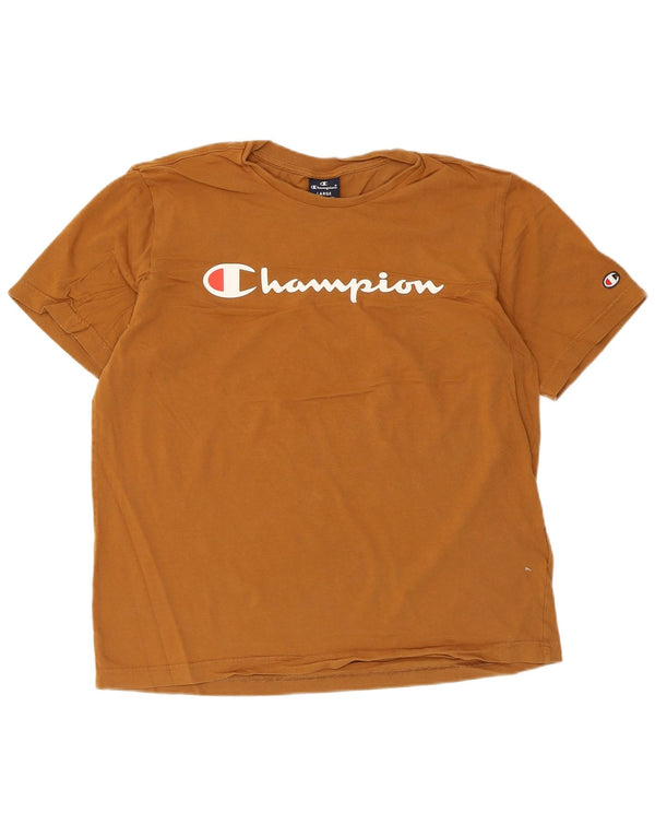 Champion Mens Graphic T-Shirt Top Large Brown Cotton