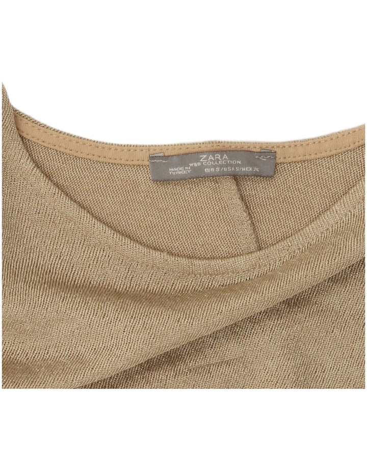 Zara Dame Oversized Top 3/4 ærme UK 10 Small Beige Colourblock