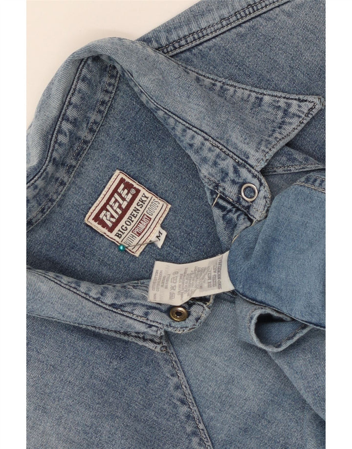 Rifle Dame ærmeløs denim skjorte UK 14 Medium Blue Cotton