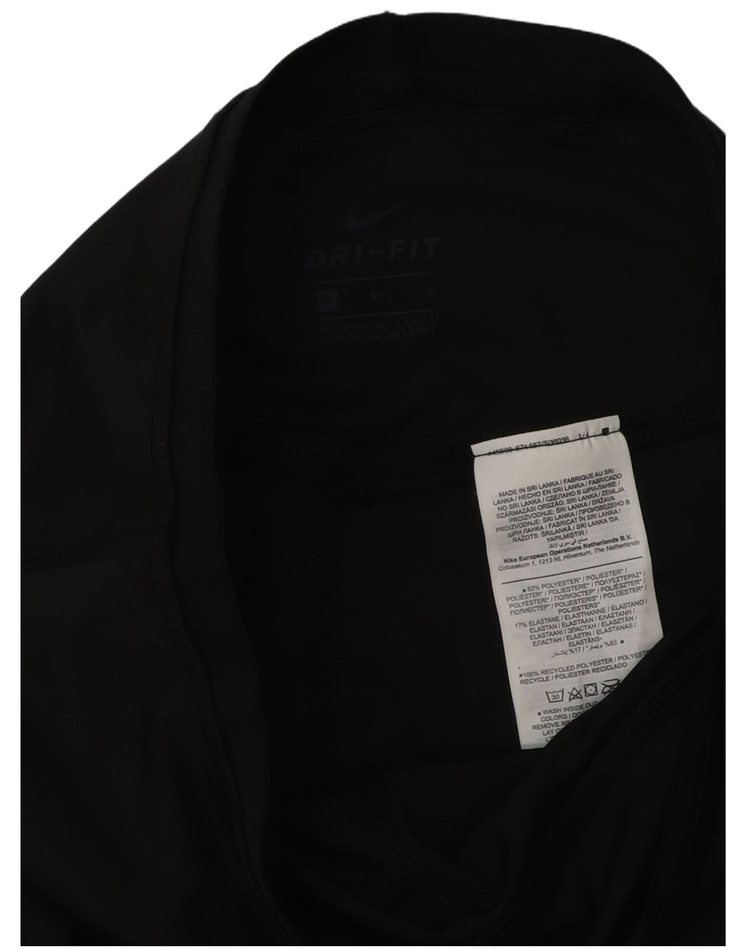 NIKE Dri Fit grafiske leggings til kvinder UK 12 Medium Black Polyester
