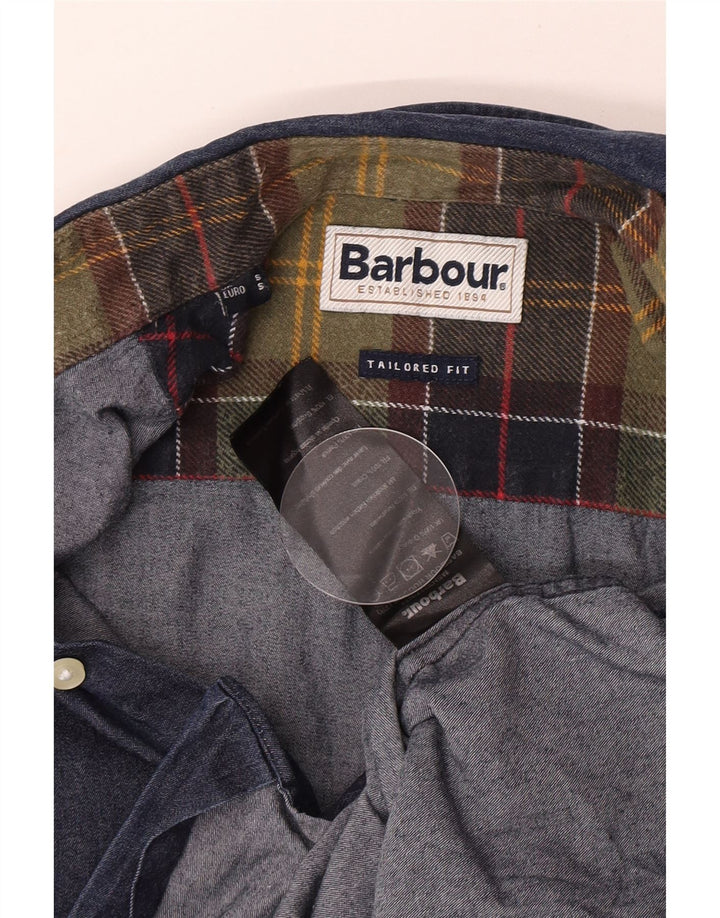 Barbour herre skræddersyet pasform denim skjorte lille marineblå bomuld
