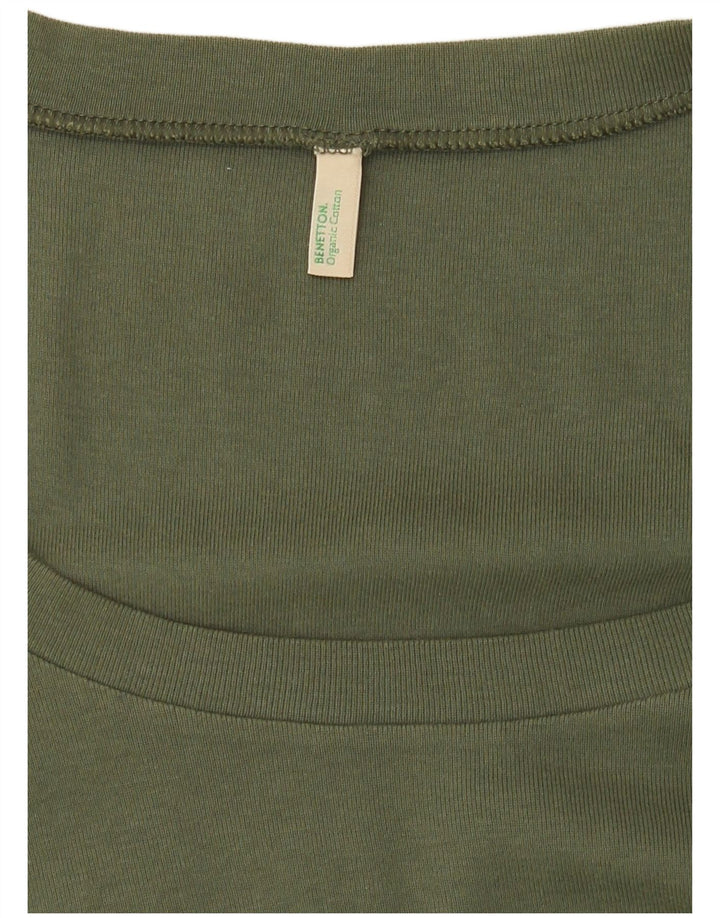 Benetton Dame T-Shirt Top UK 10 Small Khaki